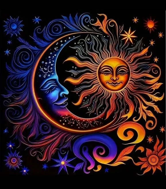 Pittura di diamanti Sole e Luna 30x40 cm