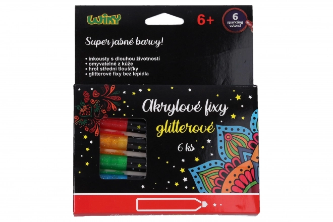 Set di pennarelli acrilici glitter 6 pezzi