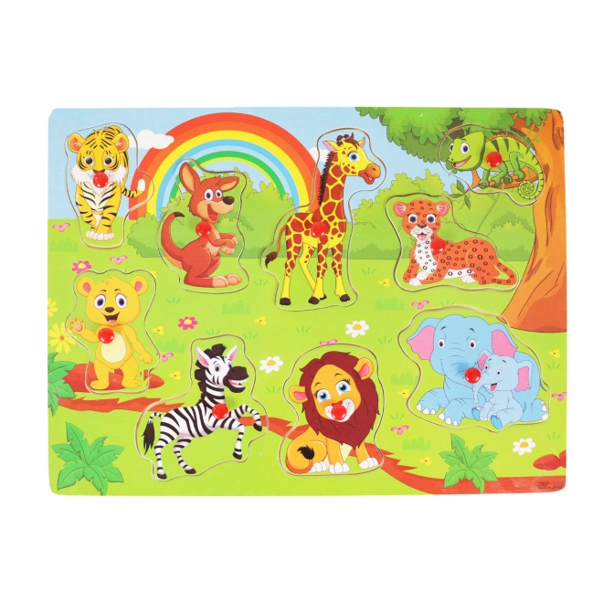 Puzzle in legno con animali dello zoo