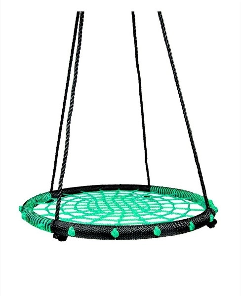 Altalena a cerchio verde 80 cm con sedile in corda – Verde