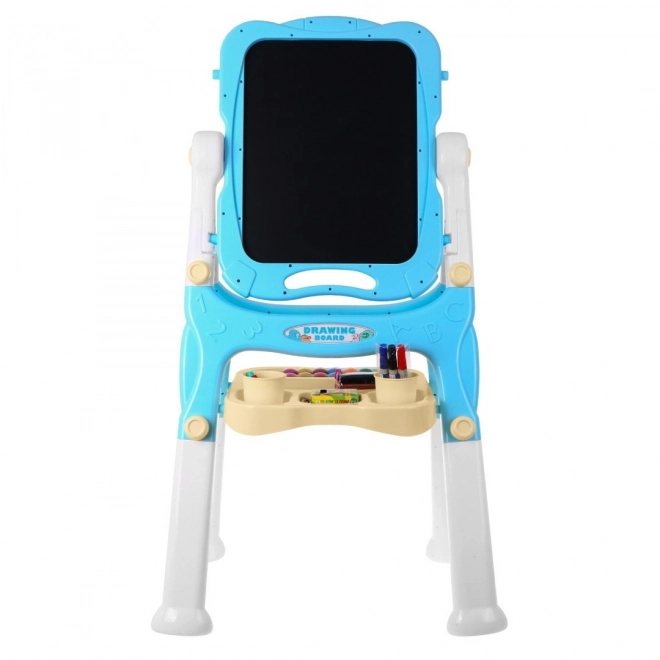 Grande Lavagna a Due Facce per Bambini 3+ Blu con Accessori Magnetici e Gessetto