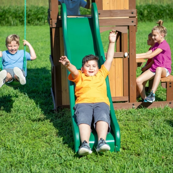 Parco giochi in legno Lakewood con altalene e scivolo