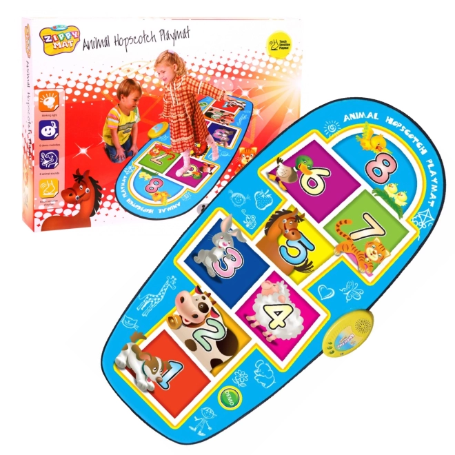 Tappeto Gioco Campana Interattivo per Bambini 3+ in Blu con Suoni di 8 Animali – Blu