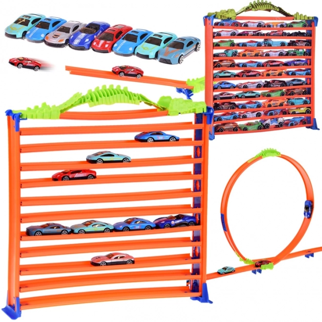 Garage e pista con loop 2 in 1 per macchinine