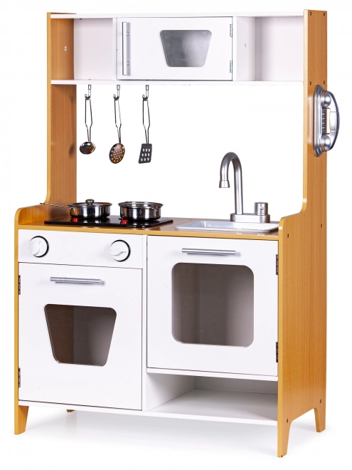 Cucina per bambini in legno con fornelli multimediali ECOTOYS