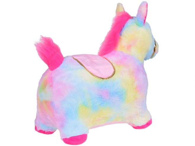 Unicorno Saltatore Arcobaleno in Peluche con Pompa