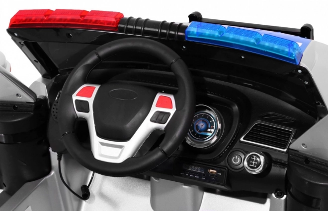 Auto della polizia SUV per bambini a batteria + sirene + luci + megafono + telecomando + avvio lento + EVA + adesivi