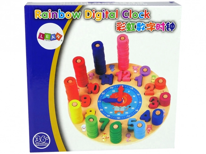 Orologio educativo in legno per bambini - Colori, forme e apprendimento del conteggio