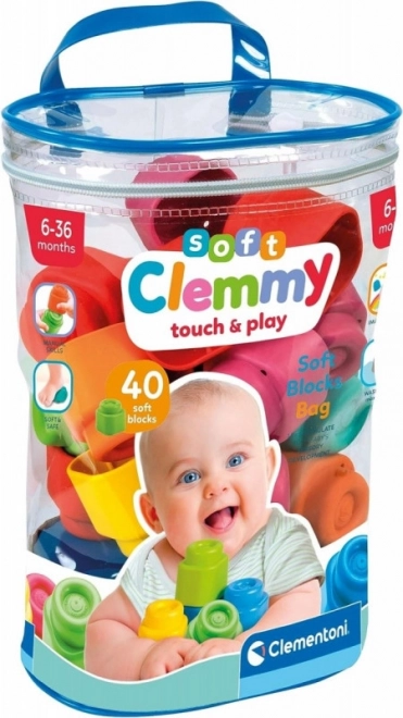 Clemmy Sacchetto con 40 Mattoncini Morbidi Clementoni