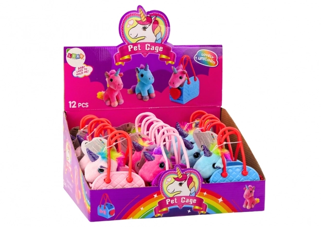 Unicorno di Peluche in Borsa di Gomma Chioma Colorata