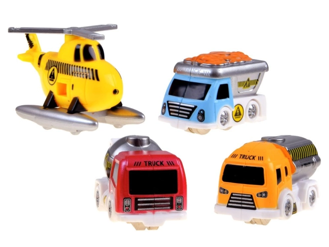 Ricco set di veicoli e mini-figura del costruttore