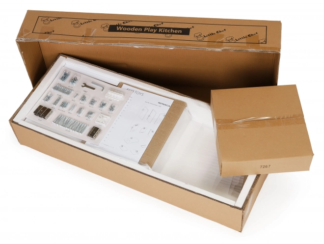 Grande cucina in legno per bambini, bianco e oro, ECOTOYS