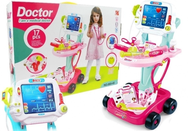 Set medico con carrello EKG 17 pezzi