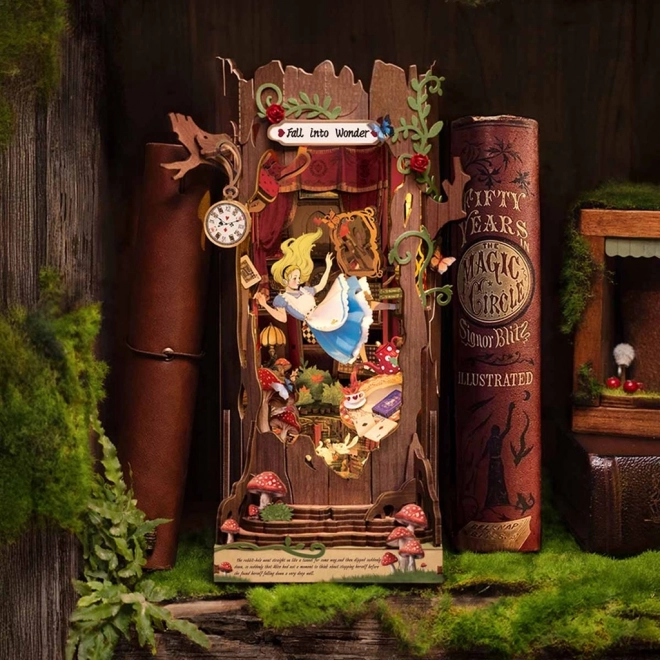 Fermalibri con diorama 3D Viaggio nel paese delle meraviglie