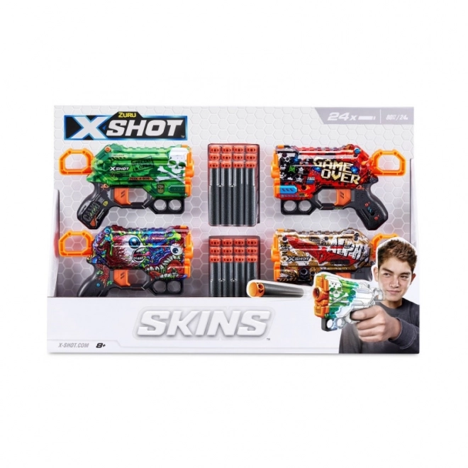 Set lanciatore Menace X-Shot Skins con 24 freccette