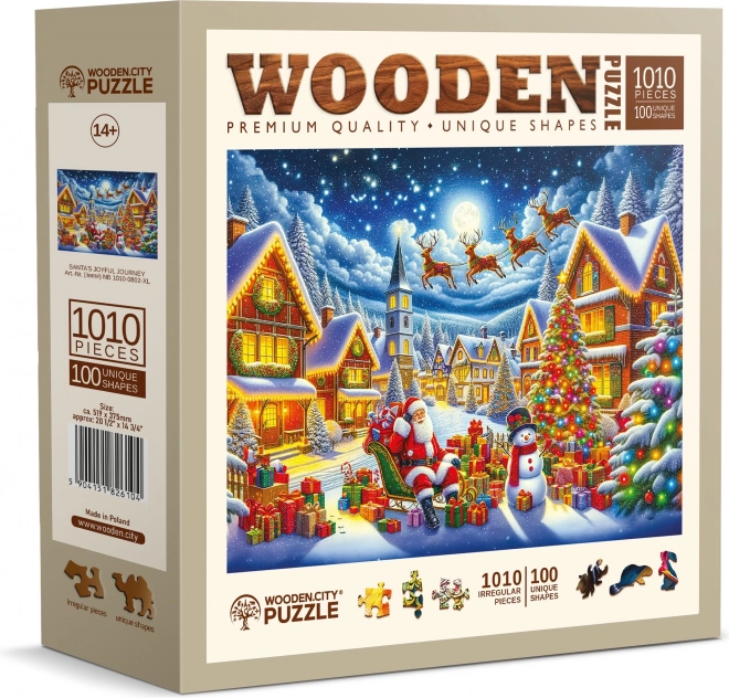 Puzzle di legno viaggio di Natale di Babbo Natale