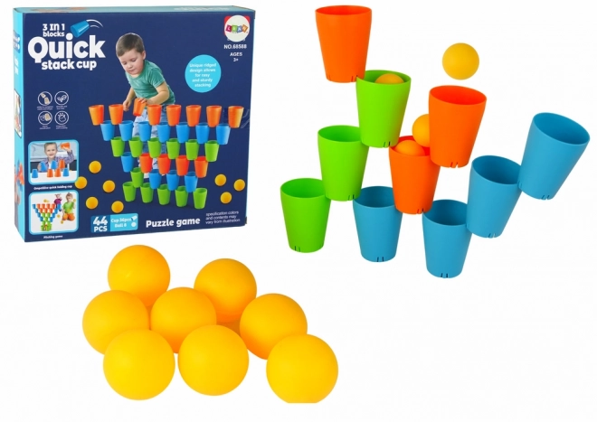 Gioco a tazze 3 in 1 con 44 elementi