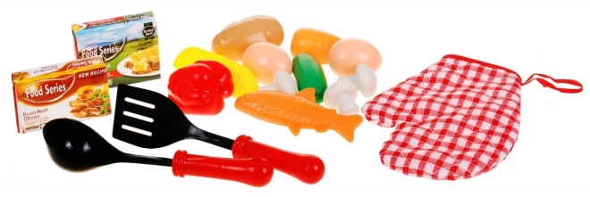 Set Cucina Rosso per Bambini 3+ Anni - Pentole e Utensili Cucina con Alimenti Finti 22 Pezzi
