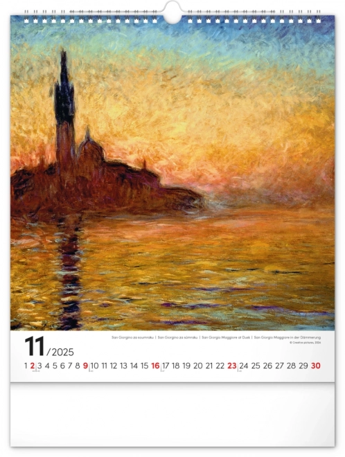 Calendario da Parete Claude Monet 2025 30x34 cm