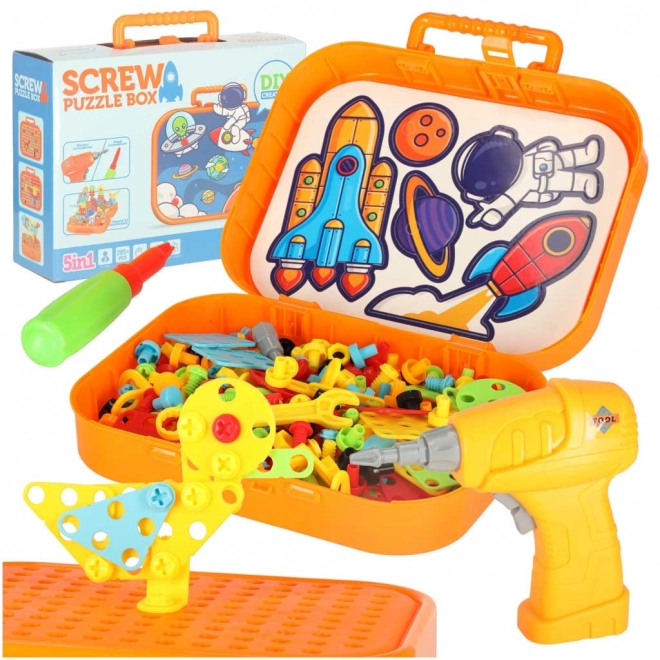 Gioco Costruzioni Creativo con Trapano e Valigia Spaziale