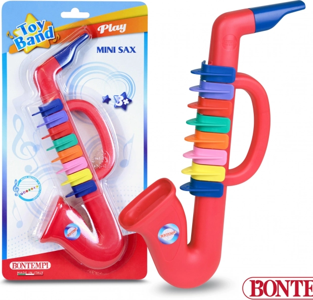 Sassofono di plastica rosso per bambini con 8 chiavi