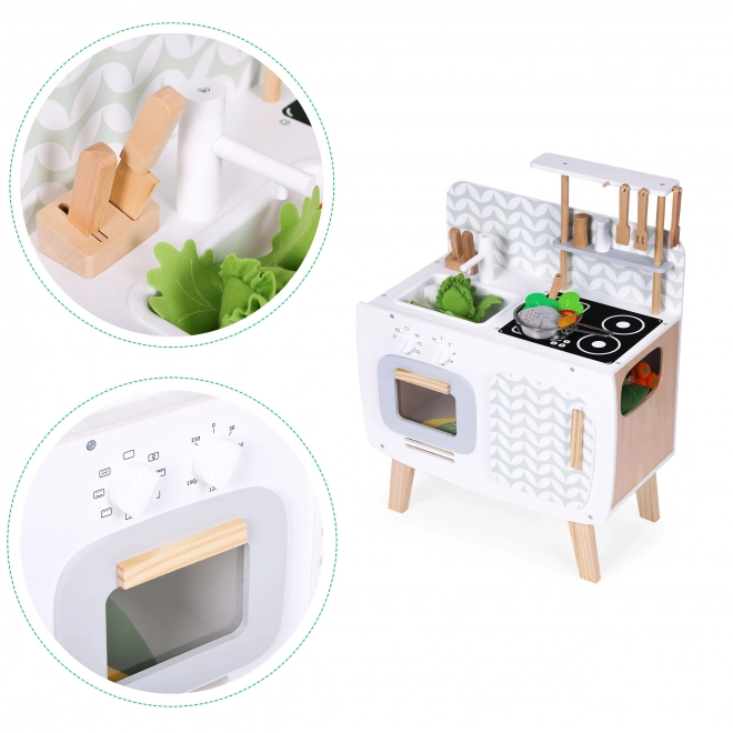 Cucina in legno per bambini stile retrò con accessori ECOTOYS