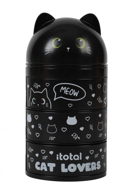 Organizer con scomparti gatto nero