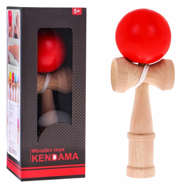 Gioco di abilità Kendama con sfera rossa in legno per adulti e bambini 3+