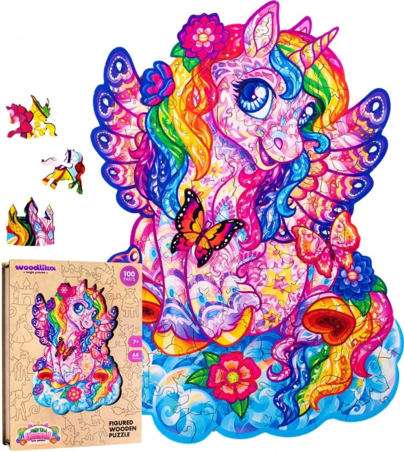 Puzzle in legno colorato - Unicorno fiabesco