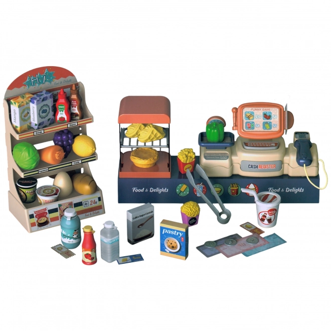 Cassa del supermercato per bambini con 42 pezzi Woopie