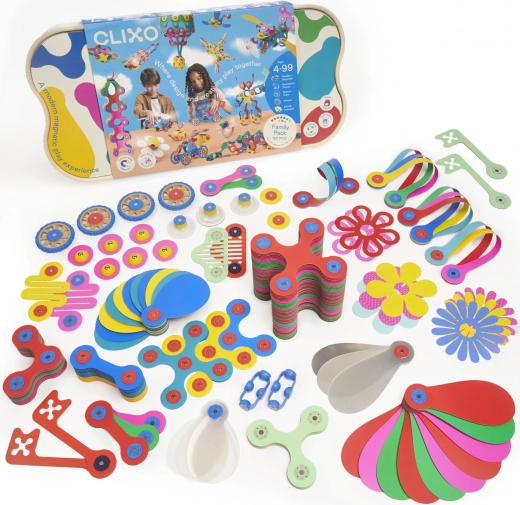 Clixo Family Party – costruzioni magnetiche flessibili, 150 pezzi