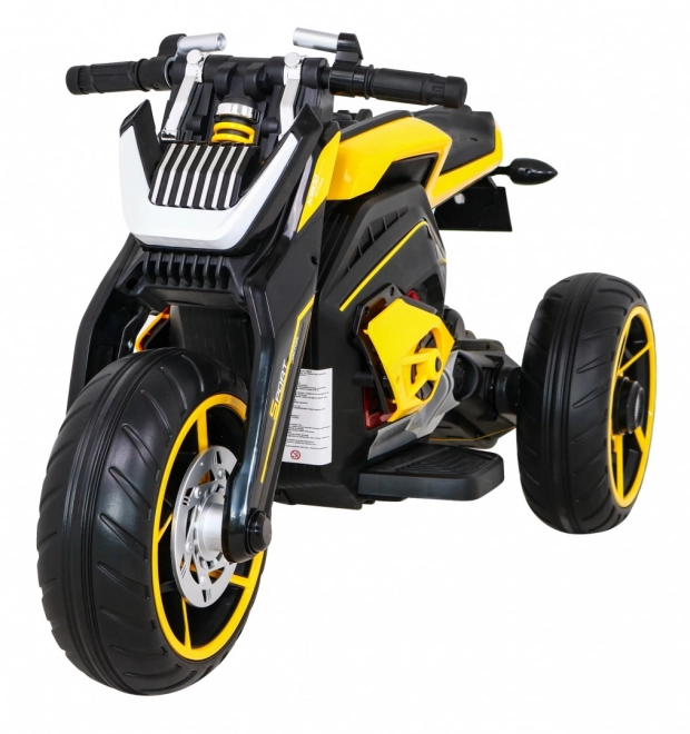Futura motocicletta per bambini a batteria gialla + Pannello Audio + Avvio lento + Ruote EVA
