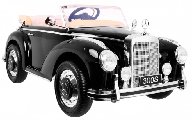 Mercedes Benz 300S Retrò per bambini Laccato Nero + telecomando + EVA + avvio lento + LED MP3