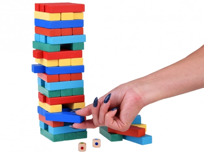 Gioco Jenga Torre Instabile con Blocchi di Legno Colorati