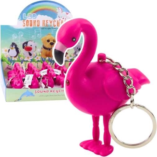 Portachiavi fenicottero con LED e suono rosa
