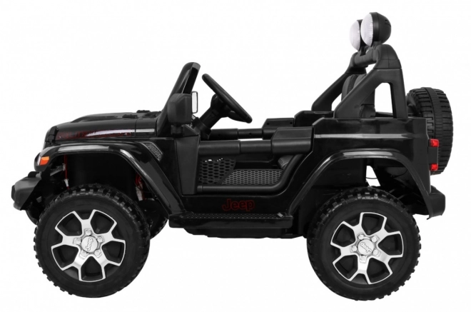 Jeep Wrangler Rubicon a batteria per bambini nera + telecomando + MP3 LED radio + ruote in EVA