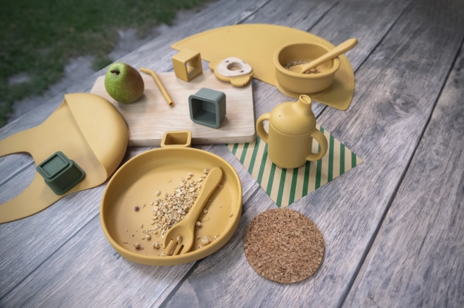 Set da pranzo per bambini in silicone, beige sabbia