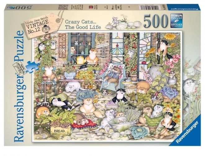 Puzzle Gatti Pazzi Ravensburger - La Vita dei Gatti 500 Pezzi