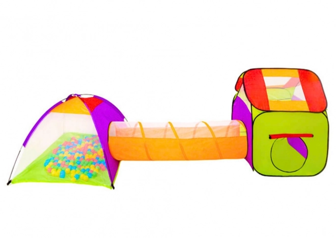 Set da gioco 3 in 1: Casetta, Tenda e Tubi con Palline Colorate