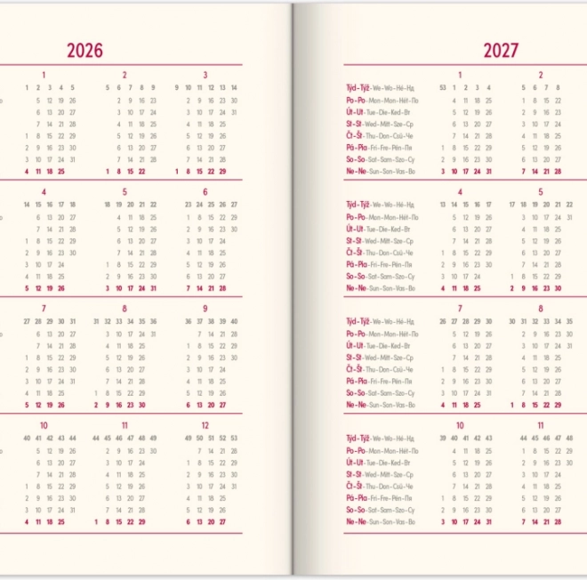 Agenda settimanale Notique nero-oro 2026