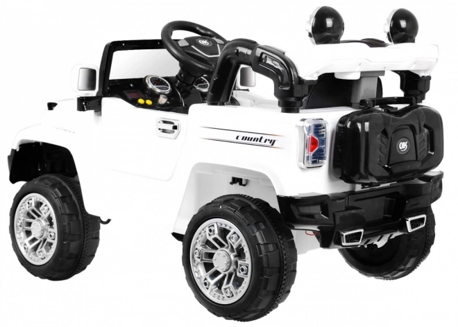 JJ auto fuoristrada a batteria per bambini Bianco + Telecomando + Spazio di stoccaggio + Luci + Audio