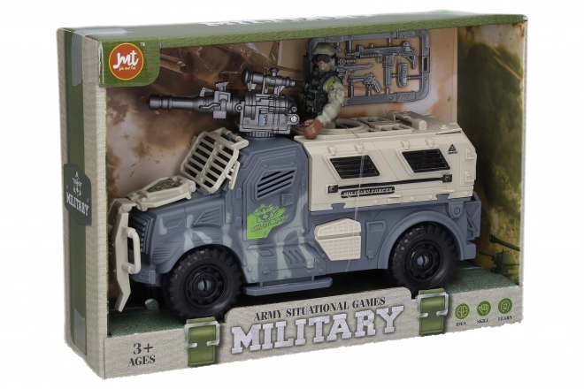 Veicolo militare con action figure e effetti