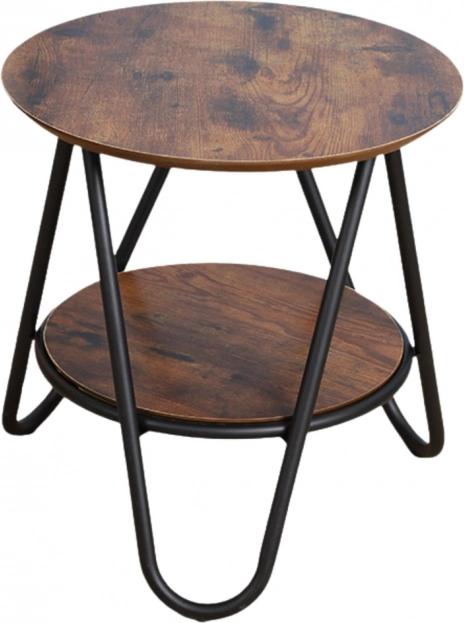 Tavolino da Salotto Rotondo con Ripiano in Stile Industriale 40x42cm