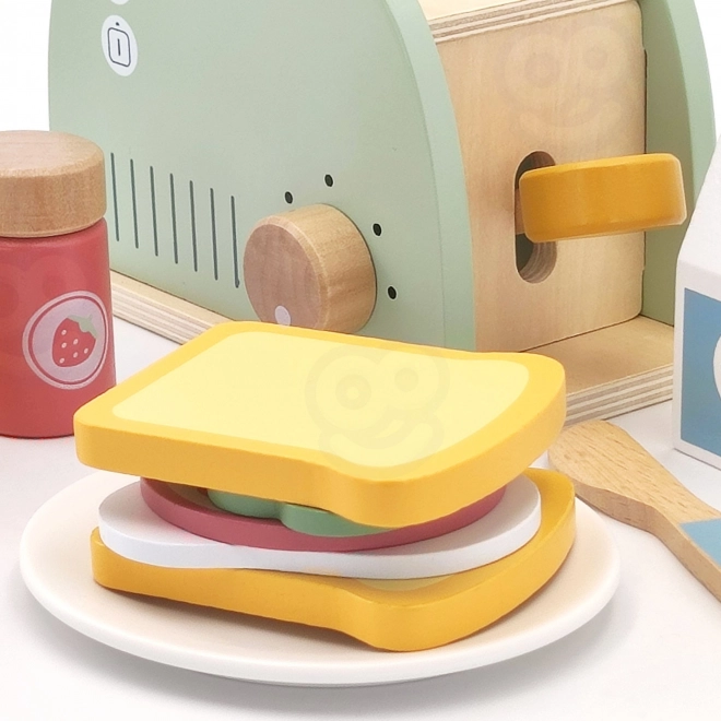 Set colazione tostapane in legno in colori pastello di Tooky Toy