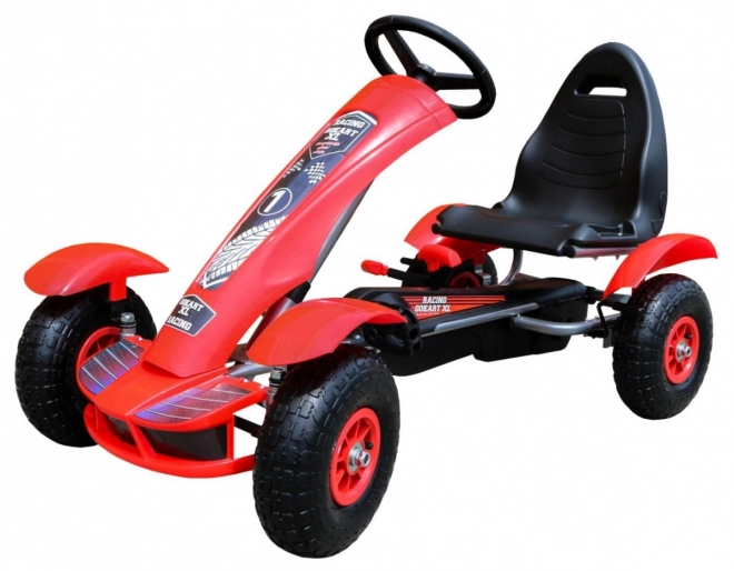 Kart da corsa a pedali XL per bambini 3+ Rosso + Ruote gonfiabili + Sedile regolabile + Ruota libera