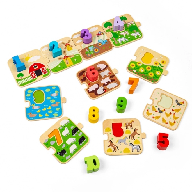 Puzzle con immagini e numeri Bigjigs Toys