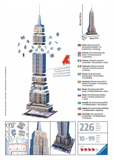 Puzzle 3D Empire State Building 216 Pezzi