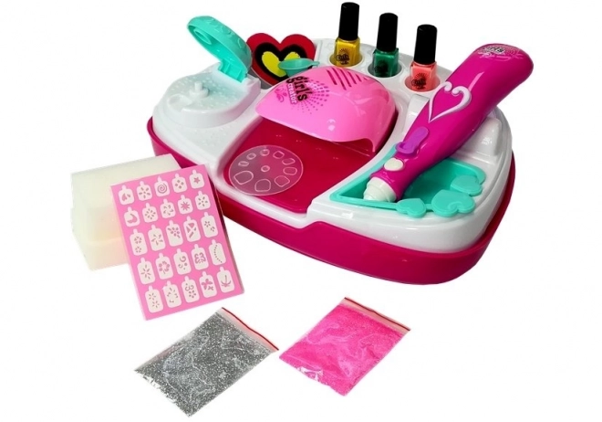 Set manicure con asciugacapelli e glitter