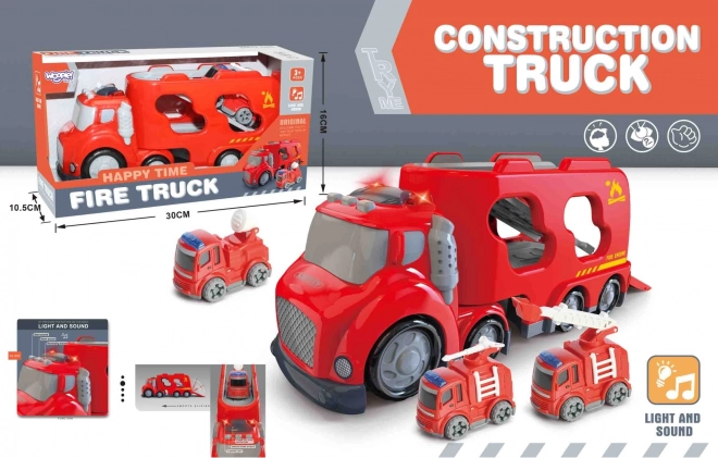 Grande carro attrezzi rosso City Truck con effetti sonori e luminosi