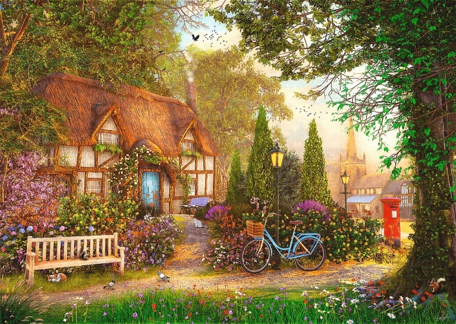 Puzzle Premium Plus 1000 Pezzi - Tea Time - Cottage Con Tetto Di Paglia